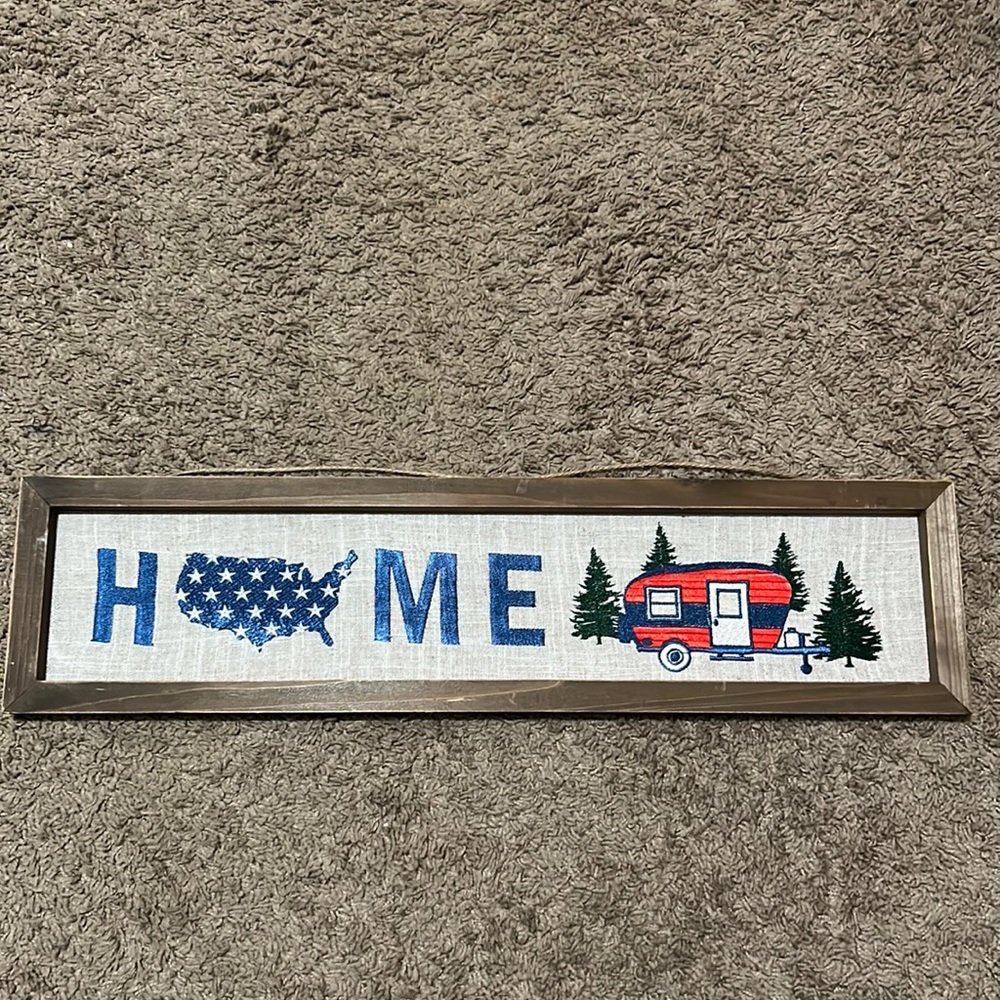 HOME WOOD FRAME‎ WITH EMBROIDERED PICTURE